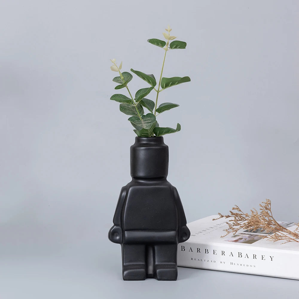 Block Man Flower Pot