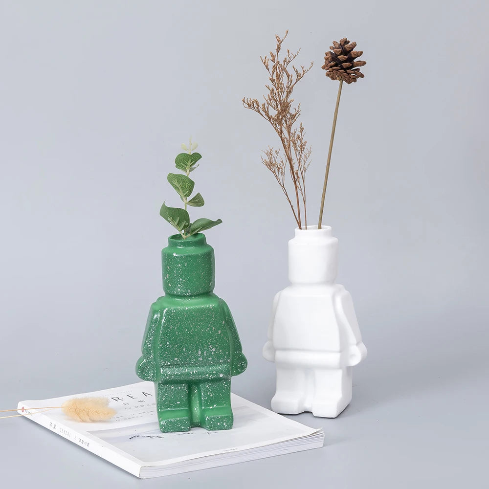 Block Man Flower Pot