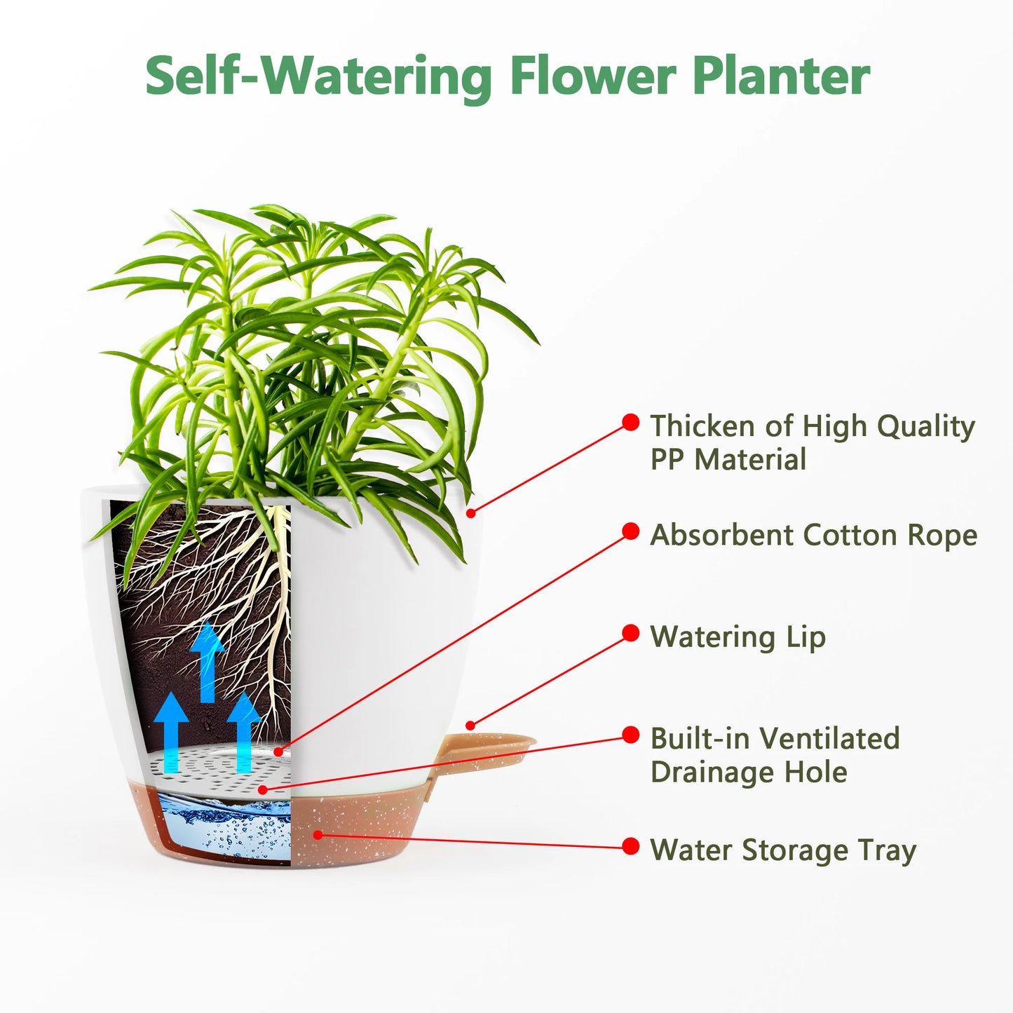 Self Watering Planters 5Pc Set