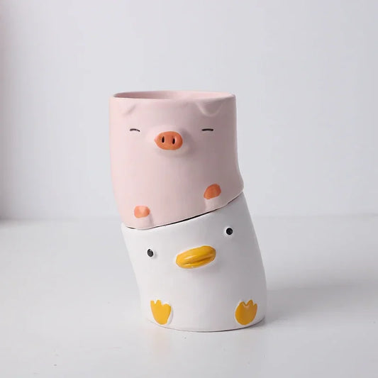 Ducky & Piggy Plant Pot
