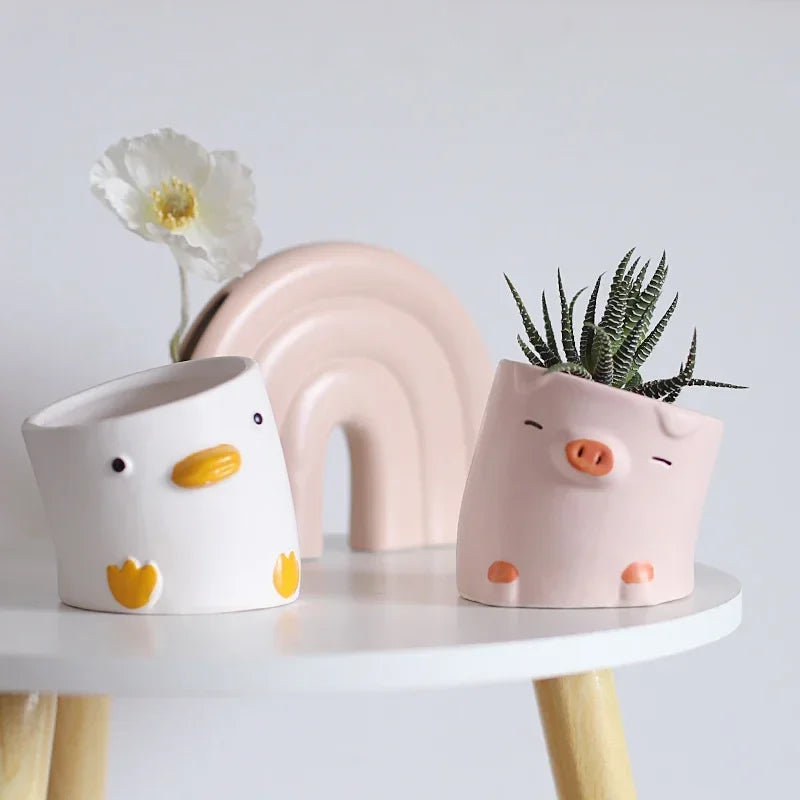 Ducky & Piggy Plant Pot