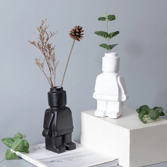 Block Man Flower Pot