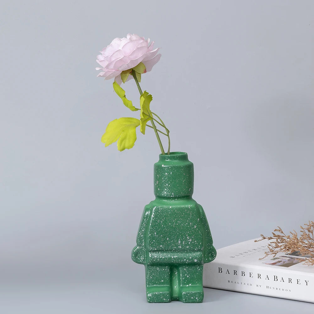 Block Man Flower Pot