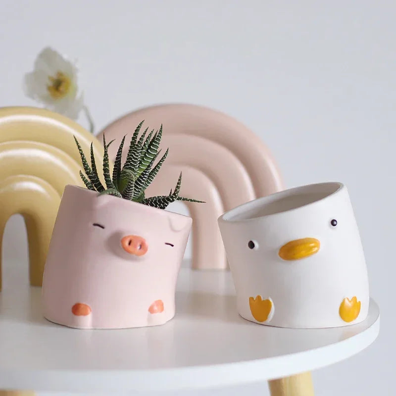 Ducky & Piggy Plant Pot